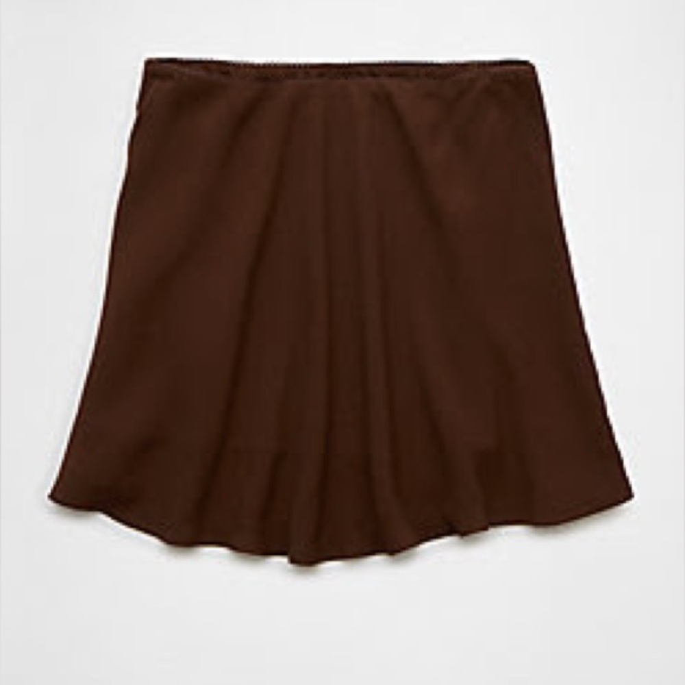 AE Stretch High-Waisted Crepe Mini Slip Skirt brown